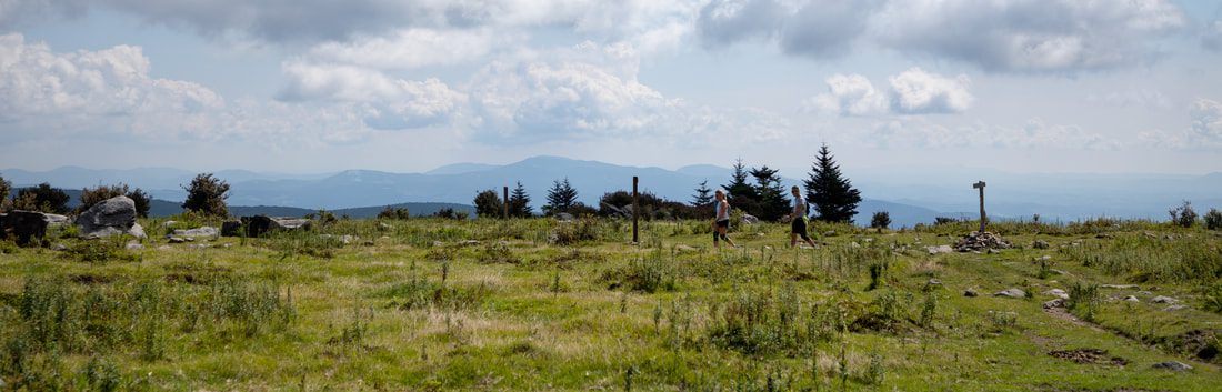 Day hikers on the Appalachian Trail in the Mount Rogers High Country near Damascus, VA